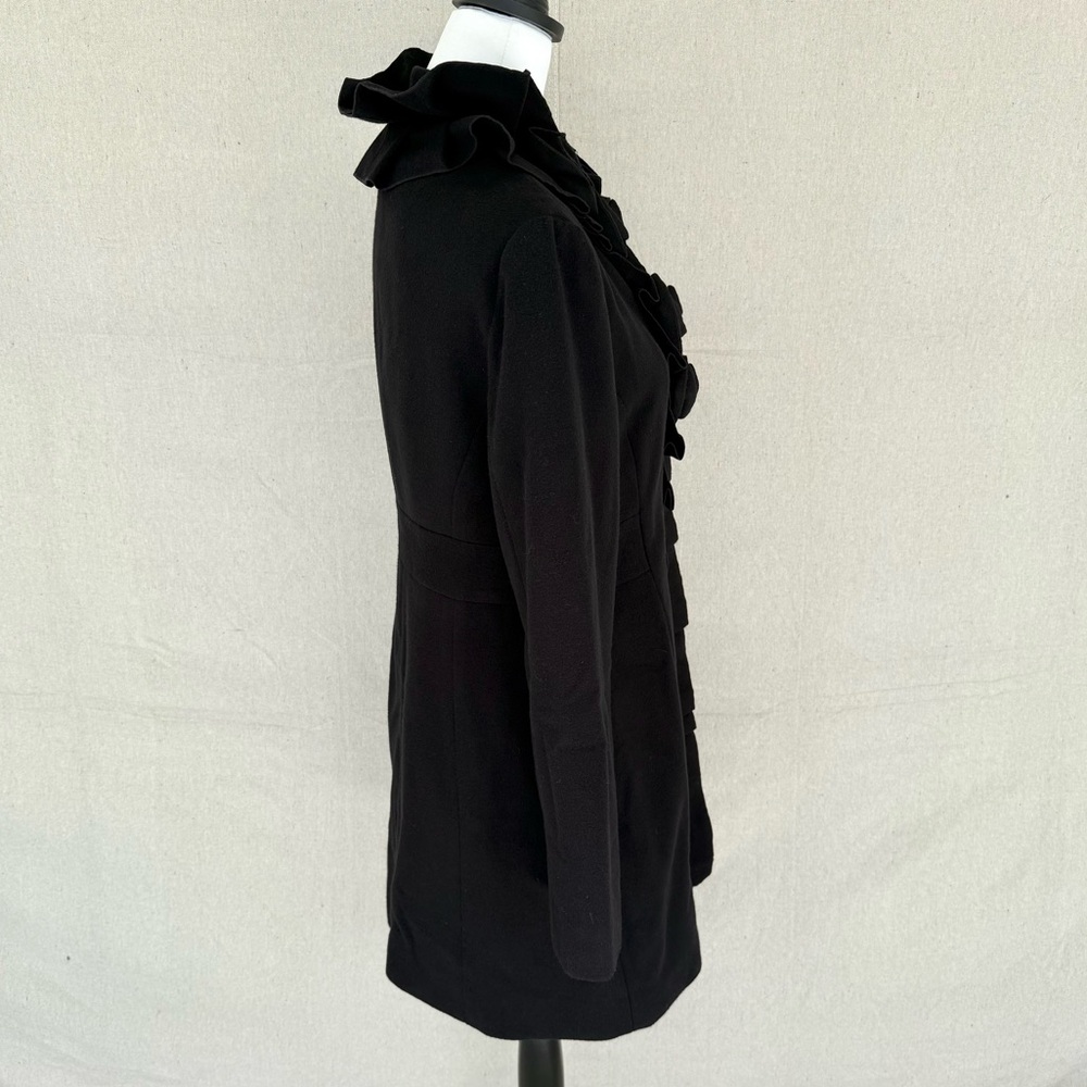 Elle Size Small Black Peacoat with Rose Detail Women's Jacket - Picture 4 of 8